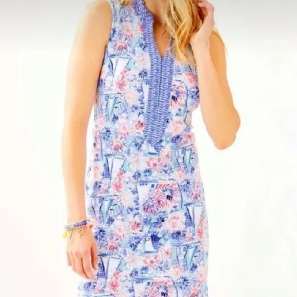 Lilly Pulitzer Sea to Shining Sea Crew Blew Larson Shift Dress  Fireworks and